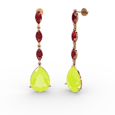 Anais Küpe - Neon sarı akrilik ve garnet 8 ayar rose altın küpe #1bqgj3y