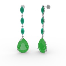 Anais Küpe - Neon yeşil akrilik ve kök zümrüt 925 ayar gümüş küpe #1c6c9el