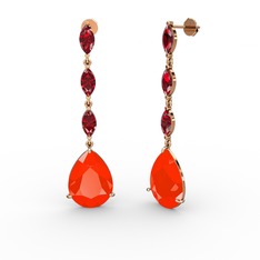 Anais Küpe - Kırmızı akrilik ve garnet 8 ayar rose altın küpe #1dwp4si