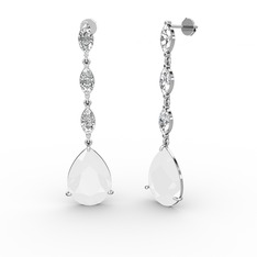 Anais Küpe - Beyaz akrilik ve beyaz zirkon 8 ayar beyaz altın küpe #1e89kdl