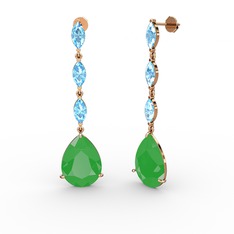 Anais Küpe - Neon yeşil akrilik ve akuamarin 8 ayar rose altın küpe #1hdn26d