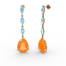 Anais Küpe - Neon turuncu akrilik ve akuamarin 925 ayar rose altın kaplama gümüş küpe #1j50g5d