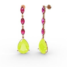 Anais Küpe - Neon sarı akrilik ve rodolit garnet 8 ayar rose altın küpe #1lniz9u