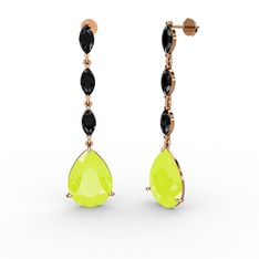 Anais Küpe - Neon sarı akrilik ve siyah zirkon 925 ayar rose altın kaplama gümüş küpe #1lzyo0g