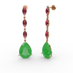 Anais Küpe - Neon yeşil akrilik ve kök yakut 8 ayar rose altın küpe #1ofjvfi