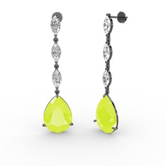 Anais Küpe - Neon sarı akrilik ve swarovski 925 ayar siyah rodyum kaplama gümüş küpe #1rdmd1