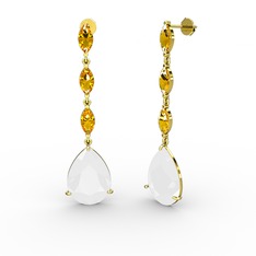 Anais Küpe - Beyaz akrilik ve sitrin 18 ayar altın küpe #1sgg6rt