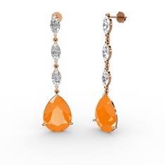 Anais Küpe - Neon turuncu akrilik ve swarovski 14 ayar rose altın küpe #1u7htjh