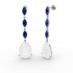 Anais Küpe - Beyaz akrilik ve lab safir 925 ayar gümüş küpe #1uh9hor