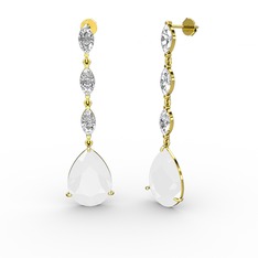 Anais Küpe - Beyaz akrilik ve swarovski 925 ayar altın kaplama gümüş küpe #1w2vpky