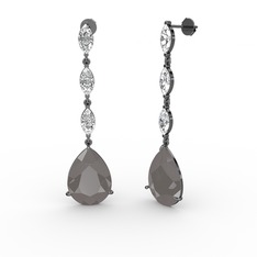 Anais Küpe - Füme akrilik ve beyaz zirkon 925 ayar siyah rodyum kaplama gümüş küpe #1wae8zj