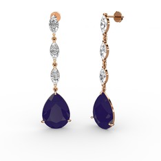 Anais Küpe - Lacivert akrilik ve swarovski 14 ayar rose altın küpe #1x2gc3u