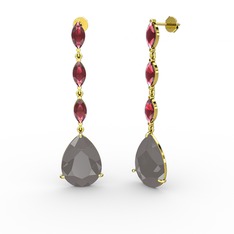 Anais Küpe - Füme akrilik ve kök yakut 925 ayar altın kaplama gümüş küpe #1x82zcu