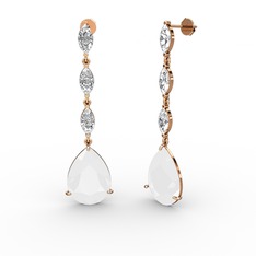 Anais Küpe - Beyaz akrilik ve swarovski 14 ayar rose altın küpe #1xsfm28