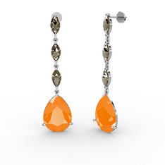 Anais Küpe - Neon turuncu akrilik ve dumanlı kuvars 925 ayar gümüş küpe #1y2qeqi