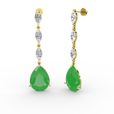 Anais Küpe - Neon yeşil akrilik ve swarovski 14 ayar altın küpe #2do0rb