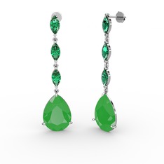 Anais Küpe - Neon yeşil akrilik ve yeşil kuvars 925 ayar gümüş küpe #3bl9fm