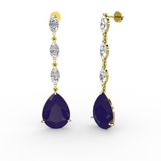 Anais Küpe - Lacivert akrilik ve swarovski 14 ayar altın küpe #8oz4nh