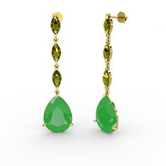 Neon yeşil akrilik ve peridot 925 ayar altın kaplama gümüş küpe