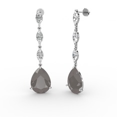 Anais Küpe - Füme akrilik ve swarovski 14 ayar beyaz altın küpe #at9f0l