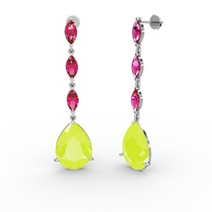 Anais Küpe - Neon sarı akrilik ve rodolit garnet 14 ayar beyaz altın küpe #b7yxw5