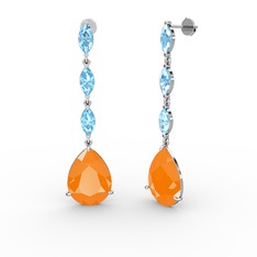 Anais Küpe - Neon turuncu akrilik ve akuamarin 925 ayar gümüş küpe #bapz3h