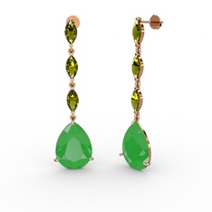 Anais Küpe - Neon yeşil akrilik ve peridot 14 ayar rose altın küpe #bug34z