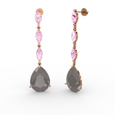 Anais Küpe - Füme akrilik ve pembe kuvars 8 ayar rose altın küpe #dqytyj