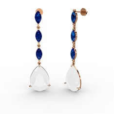 Anais Küpe - Beyaz akrilik ve lab safir 925 ayar rose altın kaplama gümüş küpe #fvi07