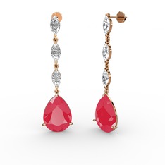 Neon pembe akrilik ve beyaz zirkon 925 ayar rose altın kaplama gümüş küpe