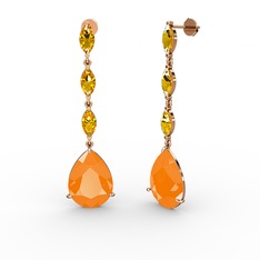 Anais Küpe - Neon turuncu akrilik ve sitrin 8 ayar rose altın küpe #hi9af6