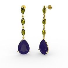Anais Küpe - Lacivert akrilik ve peridot 8 ayar altın küpe #iszqo4