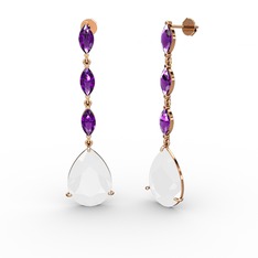 Anais Küpe - Beyaz akrilik ve ametist 8 ayar rose altın küpe #kgsgsz