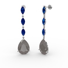 Anais Küpe - Füme akrilik ve lab safir 14 ayar beyaz altın küpe #kvg0nu