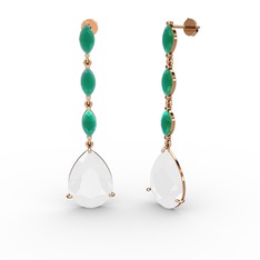 Anais Küpe - Beyaz akrilik ve kök zümrüt 8 ayar rose altın küpe #mbgdfs