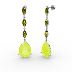 Anais Küpe - Neon sarı akrilik ve peridot 14 ayar beyaz altın küpe #nbp0pa
