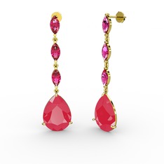 Anais Küpe - Neon pembe akrilik ve rodolit garnet 925 ayar altın kaplama gümüş küpe #pcpycw
