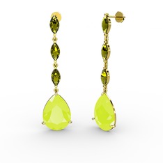 Anais Küpe - Neon sarı akrilik ve peridot 8 ayar altın küpe #pzfqhx