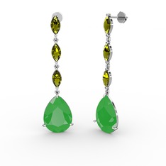 Anais Küpe - Neon yeşil akrilik ve peridot 14 ayar beyaz altın küpe #q02hkl
