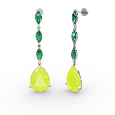 Anais Küpe - Neon sarı akrilik ve yeşil kuvars 18 ayar beyaz altın küpe #q7hhpo