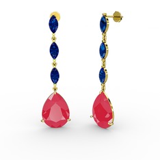 Anais Küpe - Neon pembe akrilik ve lab safir 14 ayar altın küpe #sd4ws2