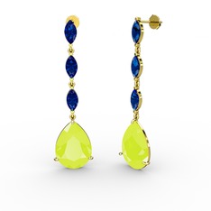 Anais Küpe - Neon sarı akrilik ve lab safir 14 ayar altın küpe #u8frsj