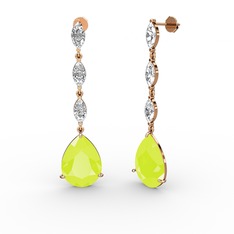 Anais Küpe - Neon sarı akrilik ve swarovski 8 ayar rose altın küpe #wsn8ca
