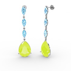 Anais Küpe - Neon sarı akrilik ve akuamarin 18 ayar beyaz altın küpe #yk5l3y