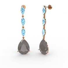 Anais Küpe - Füme akrilik ve akuamarin 8 ayar rose altın küpe #z5ng06