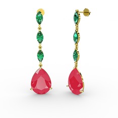 Anais Küpe - Neon pembe akrilik ve yeşil kuvars 925 ayar altın kaplama gümüş küpe #zecl9q