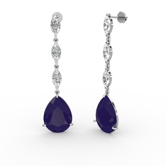 Anais Küpe - Lacivert akrilik ve swarovski 925 ayar gümüş küpe #zuhey6