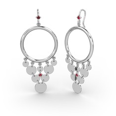 Garnet 14 ayar beyaz altın küpe