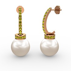 Savina İnci Küpe - Inci ve peridot 925 ayar rose altın kaplama gümüş küpe #15d5vea