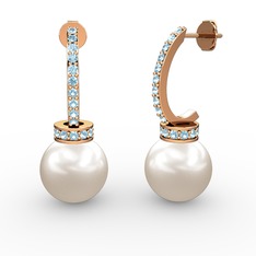 Inci ve akuamarin 14 ayar rose altın küpe